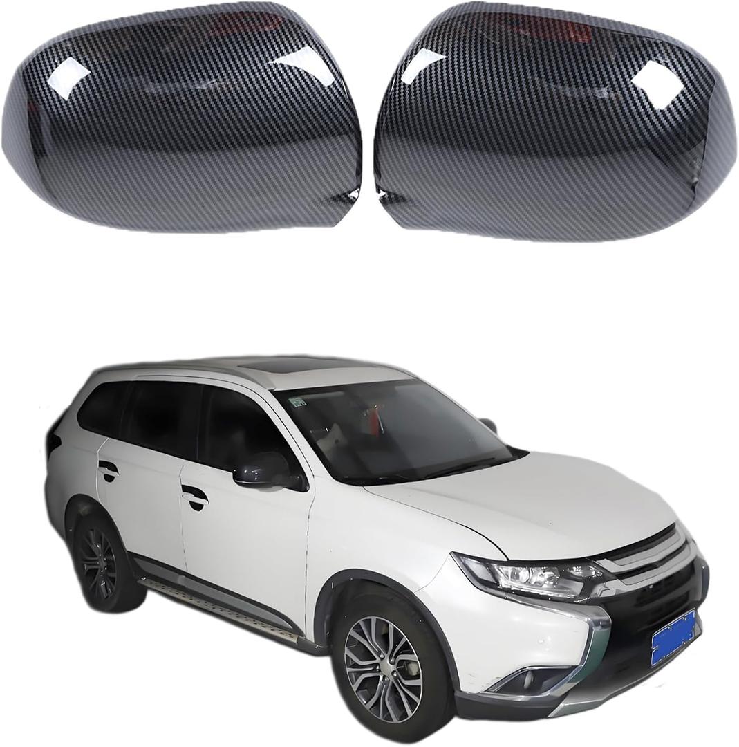 Side Rear View Mirror Cap Cover For Mitsubishi Outlander 2013-2021,ABS Exterior Side Door Rearview Mirror Anti-Scratch Cover Protector Shell Housing Trim Accessories 2PCS (Version without Turn Signal)