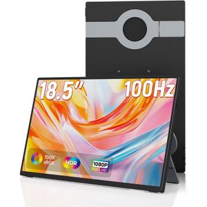 AYY Portable Monitor 18.5 Inch 100Hz 100% sRGB,1080P FHD IPS Large Portable Monitor with Kickstand,for Laptop HDMI HDR USB C Mac PC Xbox PS4/5 Switch