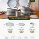 Famiware Star 12-Piece Stoneware Dinnerware Sets for 4, Reactive Glaze Plates and Bowls, Modern Rustic Dishes for Everyday & Formal Use, Chip/Scratch Resistant, Microwave/Dishwasher Safe, White & Blue