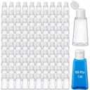 LemonRoad 150 Pcs 1 oz Empty Travel Bottles Bulk Mini Hand Sanitizer Bottle with Flip Caps Portable Clear Empty Refillable Containers for Shampoo Lotion Liquid Body Soap Cream Toiletries (White Lid)