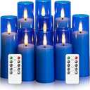 Eebuss Flameless LED Candles Set of 9, Battery Operated Candles with Remote and Timer, Flickering Realistic Pillar Candle for Home Decor (D 1.6"×H 4" 4" 4" 5" 5" 5" 6" 6" 6") ((Blue))