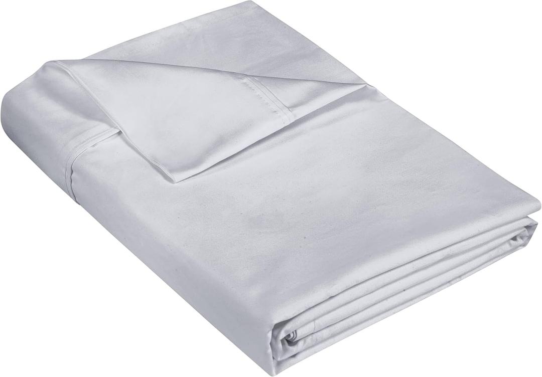 400 Thread Count 100% American Grown Cotton Silver Flat Sheet Only - Cooling Sheets - Luxury Sateen Weave - Full Size Flat Sheet Sold Separately - Super Soft Cotton Top Sheets (Full, Spanish Silver)