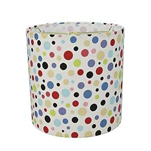 Aspen Creative 31229A Transitional Drum (Cylinder) Shaped Spider Construction Lamp Shade in White with Multi-Colored Dotted Design, 8" Wide (8" x 8" x 8")