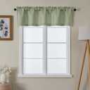 Lecloud 1 Piece Light Green Valances for Windows, Burlap Textured Window Kitchen Short Curtain for Bedroom Living Room, Classic Solid Rod Pocket Bathroom Cafe Small Curtain, 60" W x 14" L