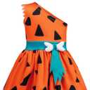 Spooktacular Creations Halloween Baby Pebbles Costume, Bam Bam Costume Caveman Toddler for Girls Kids Halloween Dressup Party (3T (3-4 yrs), Orange)