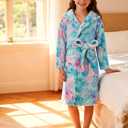 Funnycokid Girls Robe Size 10 Mermaid Bathrobe Kids Plush Fleece Hooded Pajamas 10 Years