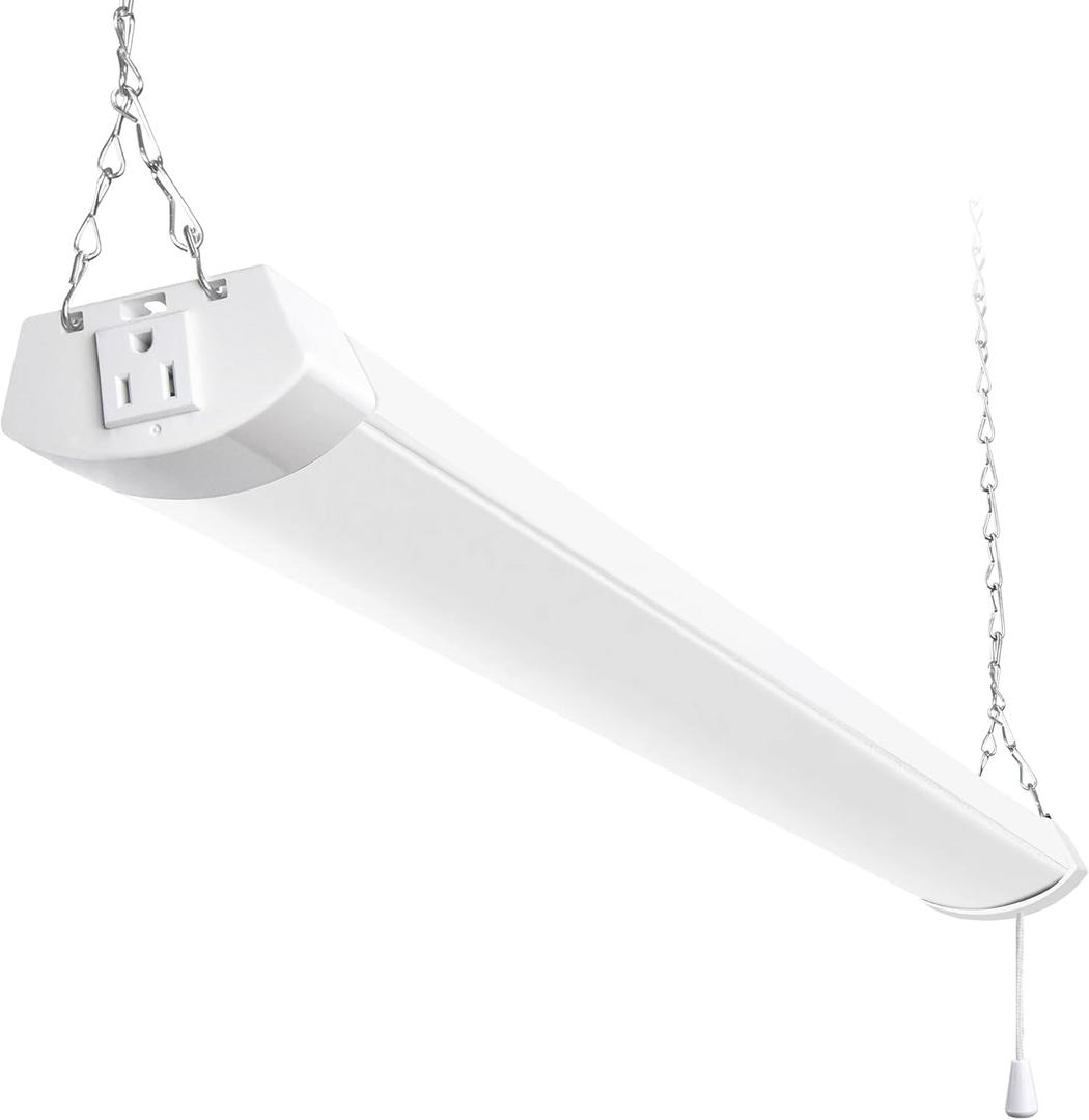 hykolity 4FT 120W LED Shop Light Linkable, 13000lm(400w Equivalent), 5000K Utility Shop Lights for Garages, Workshops, Basements, Hanging or FlushMount, with Power Cord and Pull Chain, ETL