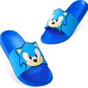 Sonic The Hedgehog Sandals Boys Open Toe Slides Shower Slippers Beach Pool Back Yard Vacation Essentials Gamer Gifts (10.5 Big Kid, Blue)