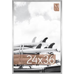 MCS Foundation 24x36 Poster Frame Traditional Silver, Vertical & Horizontal Wall Hanging Large Picture Frame for Photos, Posters & Art Prints (1-Pack)