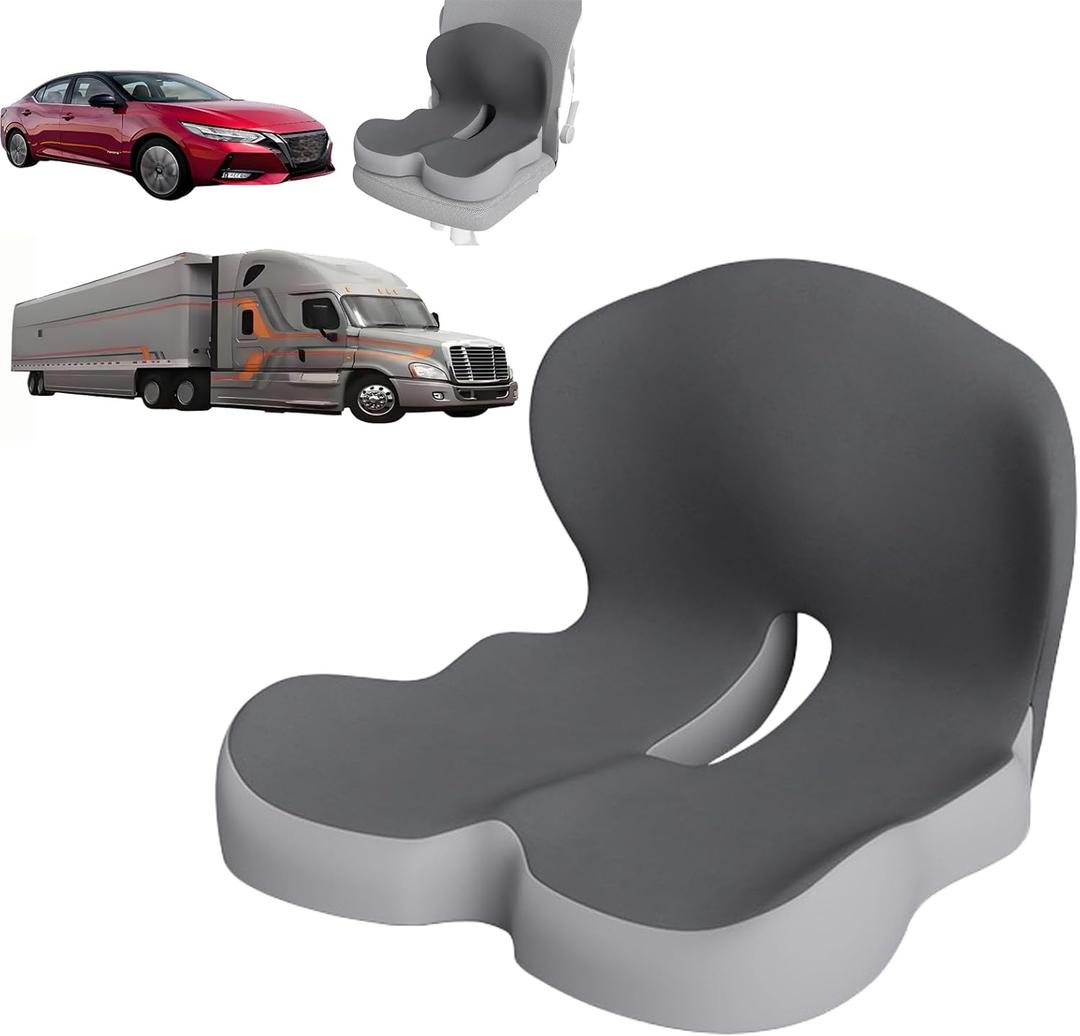 Ergonomic Seat Cushion for Office Chair & Car  One-Piece Memory Foam Chair Pad with Lumbar Back Support, Comfortable Design for Long Sitting, with Lumbar Support for Extended Sitting