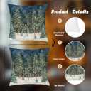 Rustic Christmas Forest Pillow Covers 18x18, Farmhouse Christmas Decor, Xmas Winter Snowflake Forest Decorative Throw Pillow Covers for Home Bedroom Living Room
