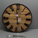 24 Inch Farmhouse Wall Clock - Antique Rustic Wood Finish, Silent Battery-Operated Timepiece with Stylish Decor for Home, Office, Kitchen, Bedroom & Living Room (Brown)