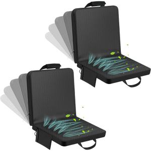 Zubebe 2 Pack Cooling Stadium Seats Camping Chair with Fan and USB 3 Level Adjustable, Cooling Seat for Bleachers with Back Support Foldable for Summer Outdoor Sport Event Camp Beach Fishing Portable
