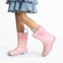 DREAM PAIRS Kids Rain Boots Cute Lightweight Waterproof with Pull-on Handles for Girls & Boys Toddler Outdoor Play (Pink)
