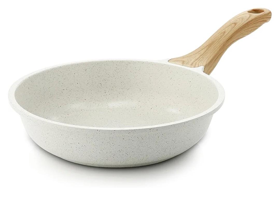 SENSARTE Nonstick Ceramic Frying Pan Skillet, 10-Inch Omelet Pan, Healthy Non Toxic Chef Pan, Induction Compatible Egg Pan with Heat Resistant Handle, PFAS-Free, White