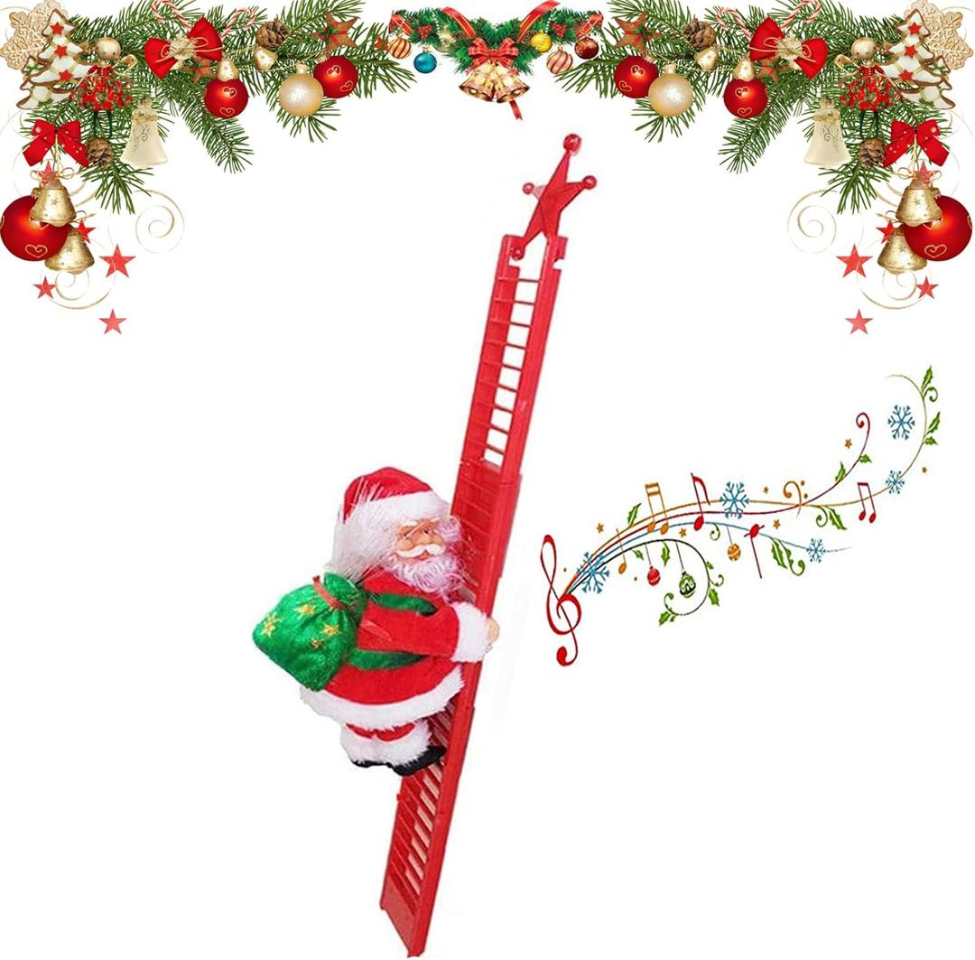 Santa Claus Musical Climbing Rope Ladder Toy with Christmas Music - Home Decoration for Parties