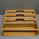 5 in 1 Foil and Plastic Wrap Organizer with Cutter, Plastic Wrap Food Dispenser with Paper Towel Holder for 12 inch Roll Wax Paper Parchment, Wall Mount Aluminum Foil Dispenser for Kitchen Storage