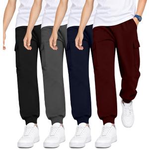Oakgarden 4 Pack Boys Baggy Cargo Sweatpants 7-8 Years