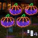 Enhon Halloween Lights Outdoor Decoration, 4 Pack Halloween Walkway Lights, 4 Light Modes Remote Control Timing Function Lighted Pathway Markers for Walkway Patio Garden Decor(Pumpkin)