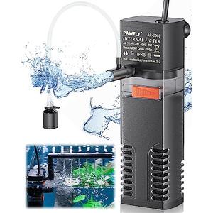 Pawfly Internal Aquarium Filter, Submersible Power Filter with 55 GPH Water Pump for 3 to 10 Gallon Fish Tanks Filtration Circulation and Oxygenation