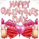 25pcs Galentines Day Decorations Balloons, Happy Galentines Day Party Decorations including Lips and Lipstick Balloons