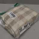 Checkered Tablecloth Rectangle Washable Buffalo Plaid Table Cloth Cotton Linen Gingham Table Cover for Picnic Kitchen Dining Room, Beige and White, 55 * 70