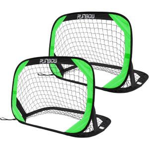 RUNBOW 3.3x2.2 FT Kids Soccer Goal with Carry Bag, Portable Pop Up Soccer Net for Backyard Training, Indoor/Outdoor Use for Youth and Adults (Green)