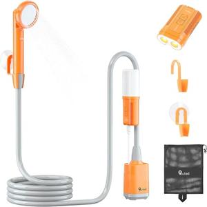 Rutell Portable Shower, Camping Shower, 2200mAh Rechargeable Outdoor Shower with Pump and LED Light, Portable Shower for Camping Kit for Hiking, Travel, Car, Pet