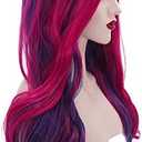 Purple Pink Wig Long Wavy Wig Purple and Hot Pink Wigs for Women Heat Resistant Synthetic Hair Women's Costume Cosplay Party Wigs