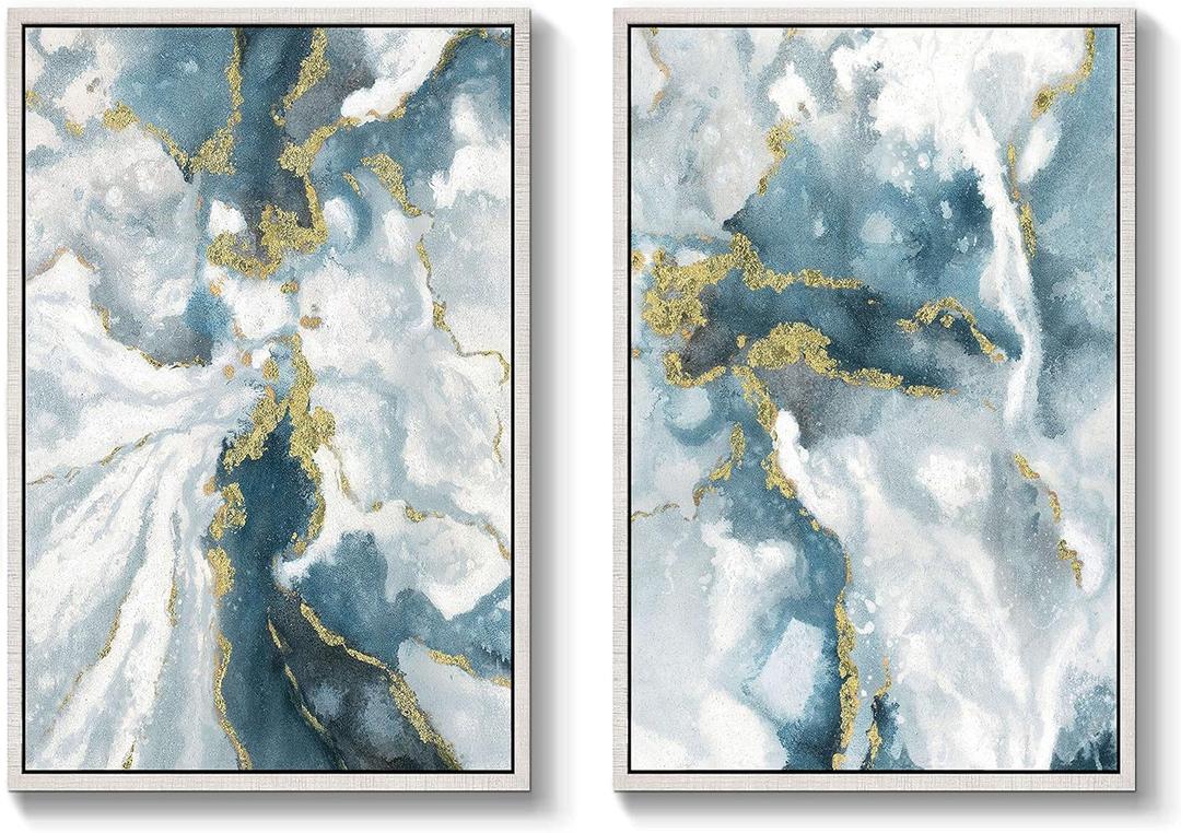 Abstract Wall Art Canvas Framed: Abstract Artwork Picture Painting for Living Room Office (24''W x 36''H x 2 PCS)