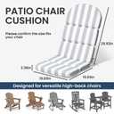 50x19.6 In Adirondack Chair Cushion Set of 2, Outdoor Chair Cushion