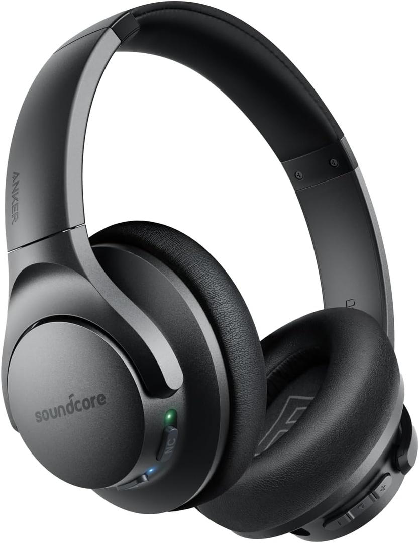 Soundcore Anker Life Q20 Hybrid Active Noise Cancelling Headphones, Wireless Over Ear Bluetooth Headphones, 60H Playtime, Hi-Res Audio, Deep Bass, Foam Ear Cups, Travel, Office, USB-C Charging