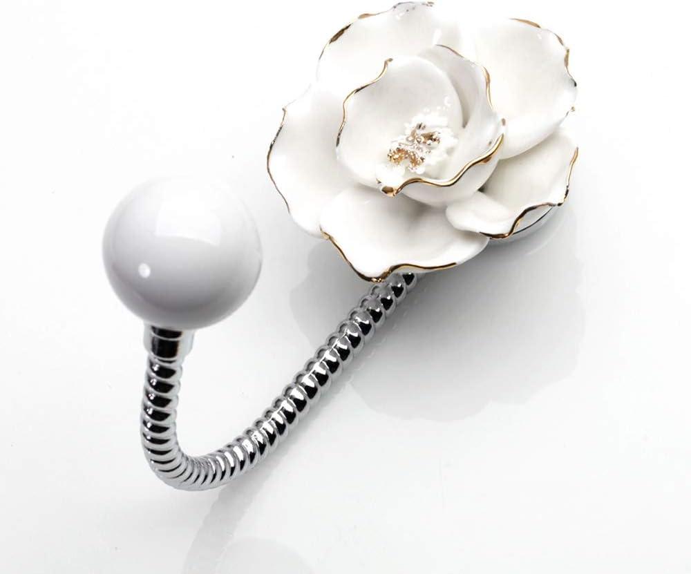 Beautiful 3D Flower Ceramic Wall Coat Hook, Chrome Decorative Robe Hook, Scarf, Bag, Towel, Hat etc for Kitchen Bathroom Office (Camellia White) Beautiful 3D Flower Ceramic Wall Coat Hook, Chrome Decorative Robe Hook, Scarf, Bag, Towel, Hat etc for Kitchen Bathroom Office (Camellia White)