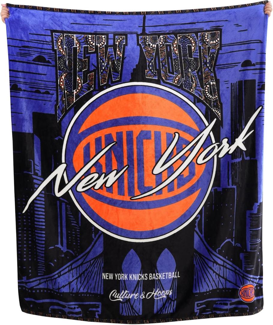 Two Hype NBA Throw Blanket  Ultra-Soft Plush Fan Blanket in Team Colors, Perfect for Game Day or Home Dcor (New York Knicks)