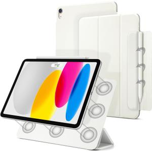 Magnetic Case for iPad (A16) 11th Generation 11 Inch 2025, Smart Folio for iPad 10th Generation 10.9 inch 2022, Trifold Stand Tablet Cover with Auto Sleep/Wake, Slim Lightweight Case, White