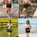 Peauty Maternity Shorts Over the Belly with Pockets, Pregnancy Lounge Shorts, Before, During After Pregnancy (Black, XL)