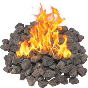 20LB Black Lava, Lava Rock Granules, Stones for Indoor Gas Fireplaces, Fire Pits, and Fire Pit Tables, Gas Fireplace Rocks, Fire Pit Stones for Outdoor Grills and Landscaping(1.2"-2")