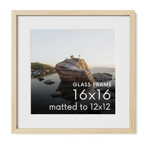 ZLG 16x16 Picture Frame, Solid Wood Frame with Mat for 12x12, Wall Display, Wall Hook Included, Set of 1