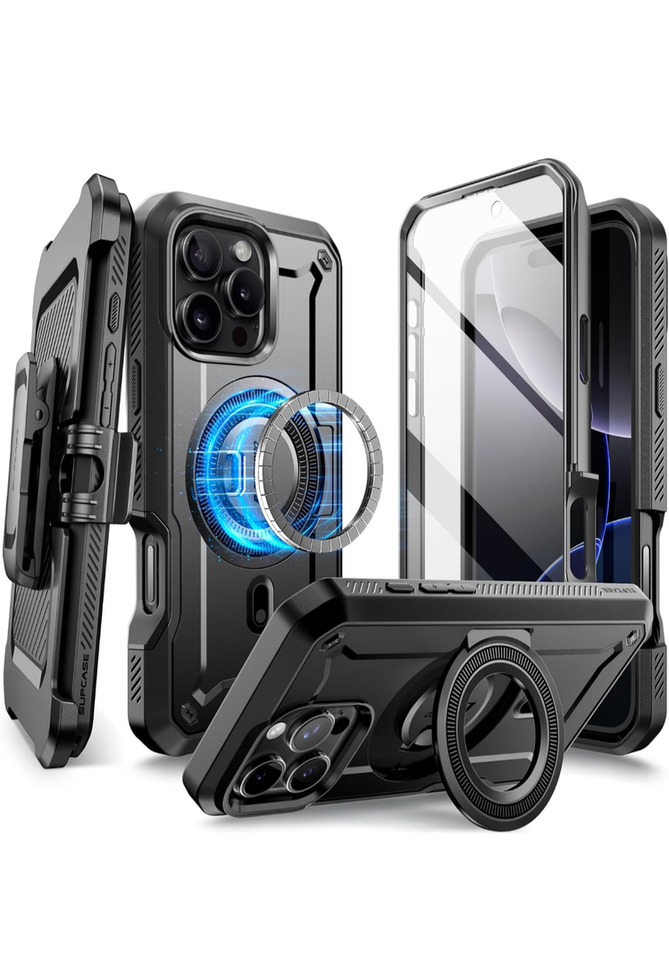 SUPCASE for iPhone 16 Pro Max Case with Stand (UBPro Mag), [Support MagSafe] [Built-in Screen Protector & Belt Clip] [Military-Grade Protection] Magnetic Phone Case for iPhone 16 Pro Max 6.9'', Black