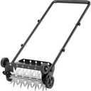 18-Inch Lawn Aerator,Heavy Duty Push Spike Aerator with 4 Wheels,Aerator Lawn Tool with Steel Handle, Manual Aerator Lawn Tool with Foam Armrests, Suitable for Lawn, Garden and Yard