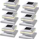 MAGGIFT 6 Pack Post Lights, Outdoor Cap for Fence Deck Patio, Solar Powered, Warm White High Brightness SMD LED Decorative Lighting, Lamp Fits 4x4, 5x5 or 6x6 Wooden, White