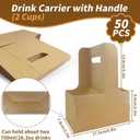 50 Pcs Coffee Drink Carrier with Handle(2 Cups or 4 Cups),Assemblable Drink Holder with Handle,Disposable Cup Holders for Drinks, Great for All Your Drink and Food Delivery,Coffee Carrier