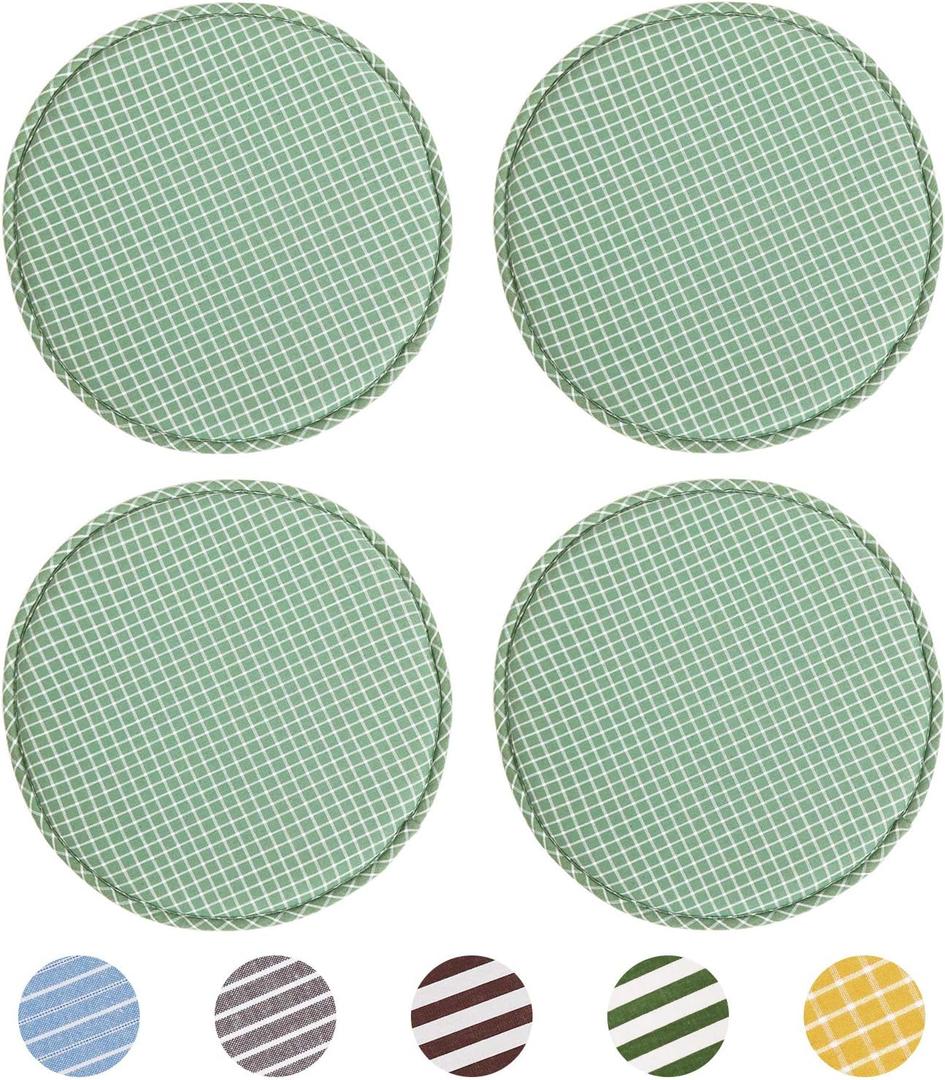 Round Bar Stool Cushions for Kitchen Dining Seat Pads with Ties 4 Pack Non Slip Cushions Pad for High Stool Chairs Bistro Bar Seat 13 Inch, Green Grim
