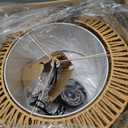 Farmhouse Chandelier Light Fixture, 5-Light Rattan Boho Chandeliers for Dining Room, Hand Woven Pendant Light with Linen Shade, Rustic Hanging Lighting for Kitchen Island, Bedroom (Bulb Not Included)