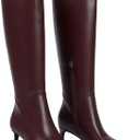 QIY Women Knee High Boots Pointed Toe Kitten Heel Tall Boots for Women Side Zipper Fall Knee High Boots (8.5)