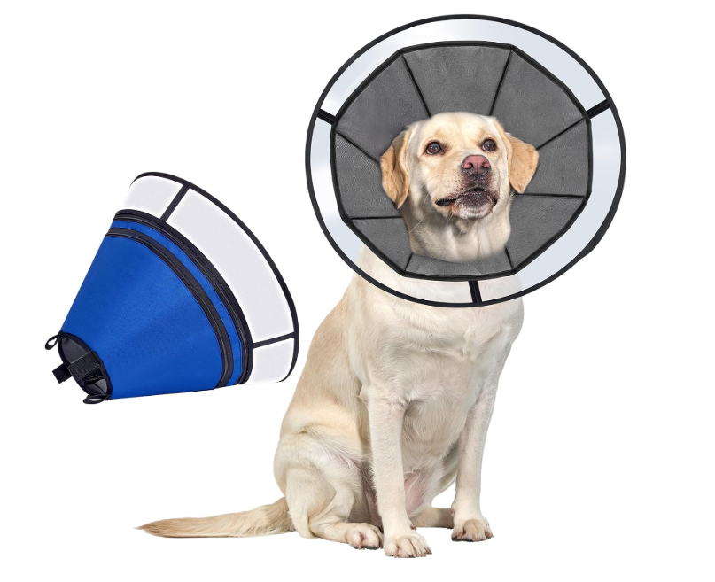 OneTigris Elizabethan Collar Soft Dog Cone for Dogs After Surgery, Breathable Pet Recovery Collar for Large Medium Small Dogs and Cats, Adjustable Dog Cone Collar (Blue, XXL)