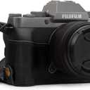 MegaGear Ever Ready Genuine Leather Camera Half Case compatible with Fujifilm X-T200 (One size, Black)