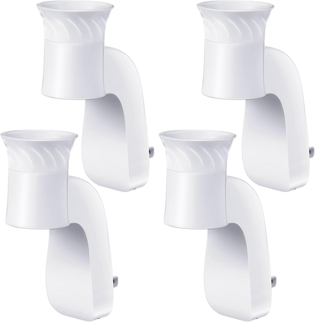 4 Pack Wall Fragrance Plug in Compatible with Bath and Body Works WallFlower Refills, ETL Certified, Rotatable, Precise Scent Adjustable Fragrance Control Diffuser Plug for Home, Office (White)