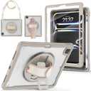 BRAECNstock case for iPad Air 13 Inch(M3/M2) 2025/2024 & Pro 12.9 inch 6th/5th/4th/3rd Generation 2022/2021/2020/2018 Cover with Screen Protector,Pencil Holder,360Rotate Stand,Khaki