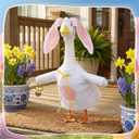 Easter Goose Outfit for Porch Goose, Bunny Porch Outfits Lawn Goose Clothing Costume for 23 Inch Outdoor Yard Garden (White)